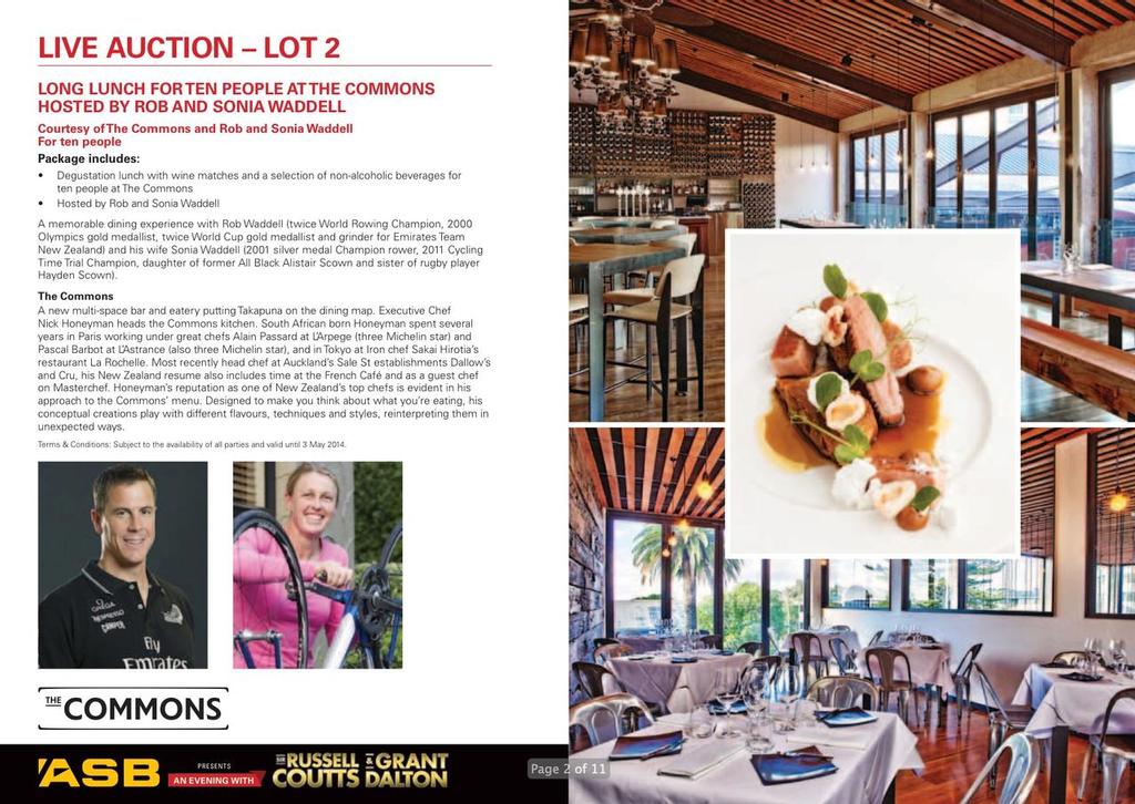 Auction Lot 2 - An Evening with Russell Coutts and Grant Dalton © SW